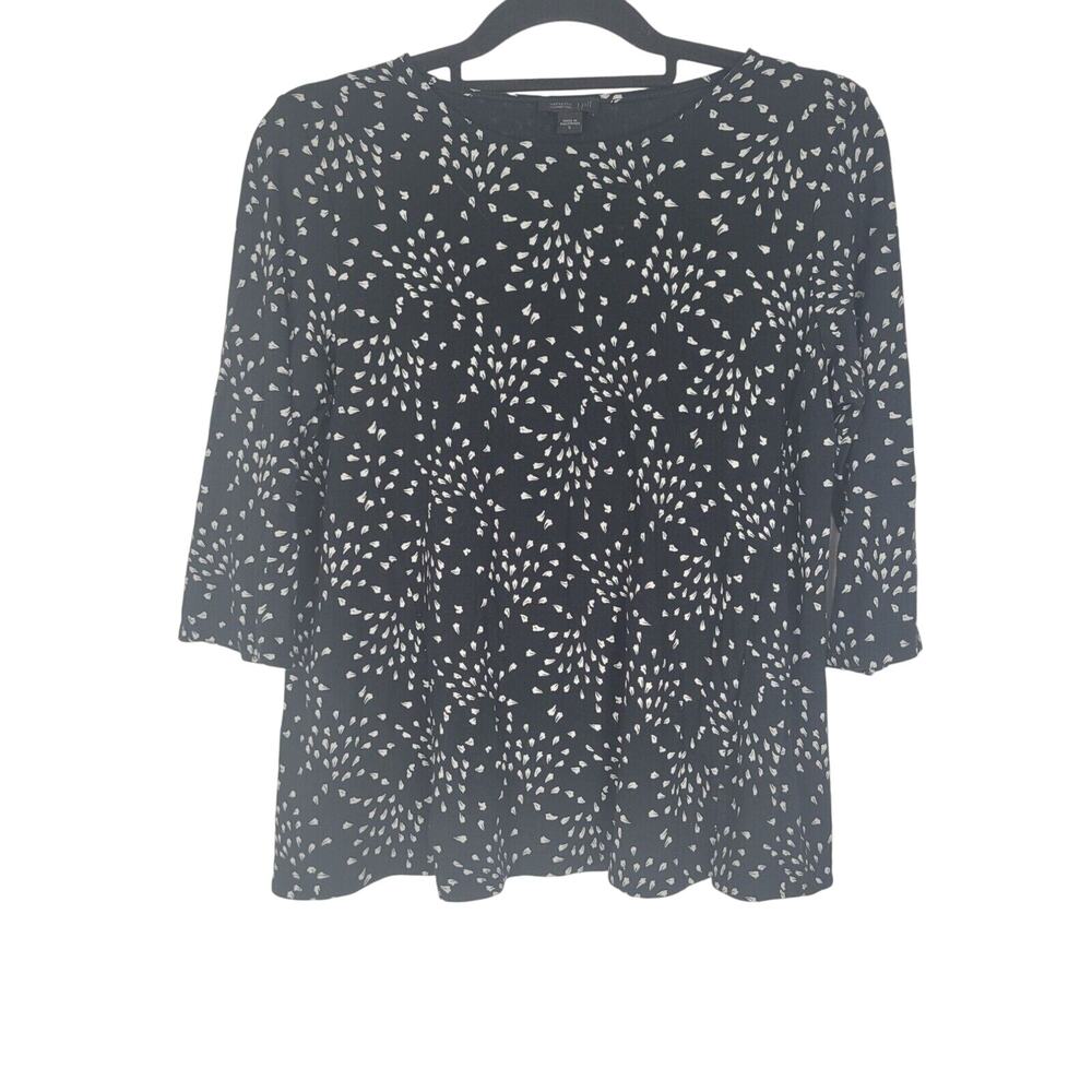 J. Jill Wearever Collection Top‎ S Womens Black 3/4 Sleeve Crew Neck Art To Wear